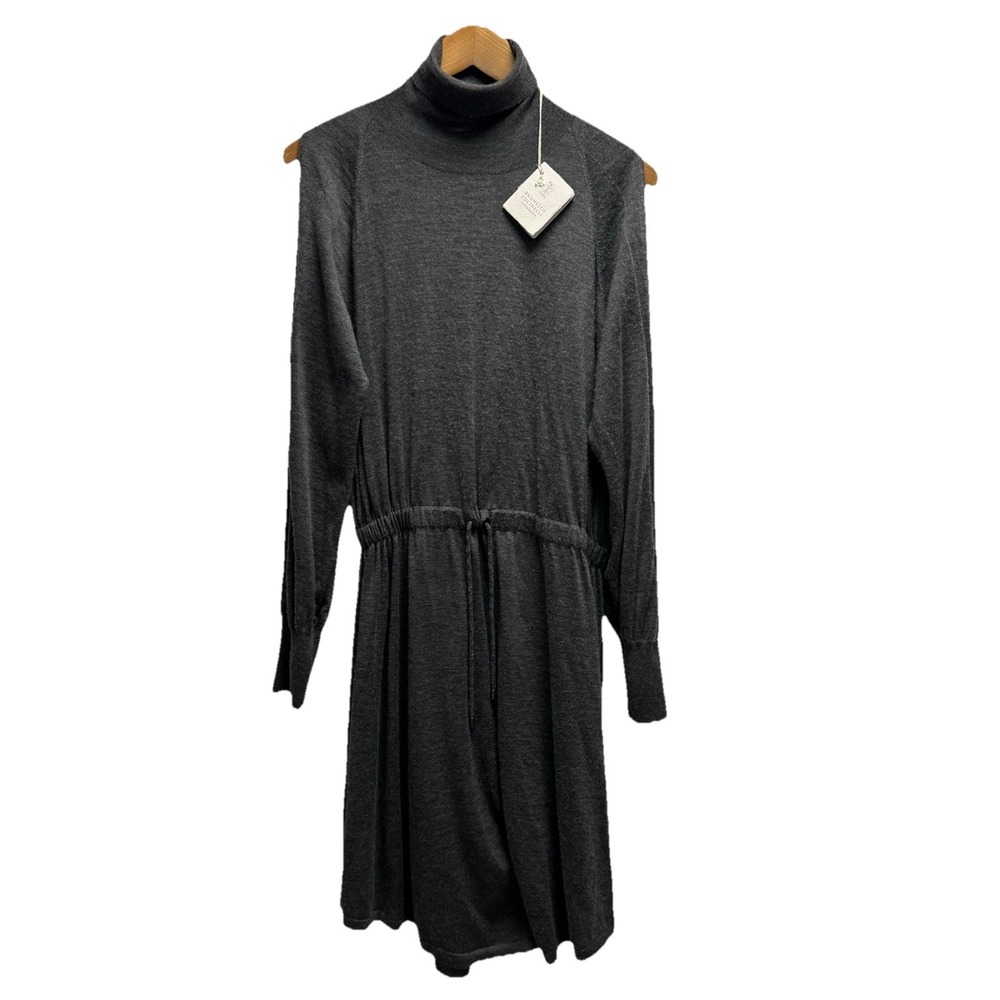 Brunello Cucinelli NEW Womens Medium Cashmere/Silk Turtleneck Arm Slit L/S Dress